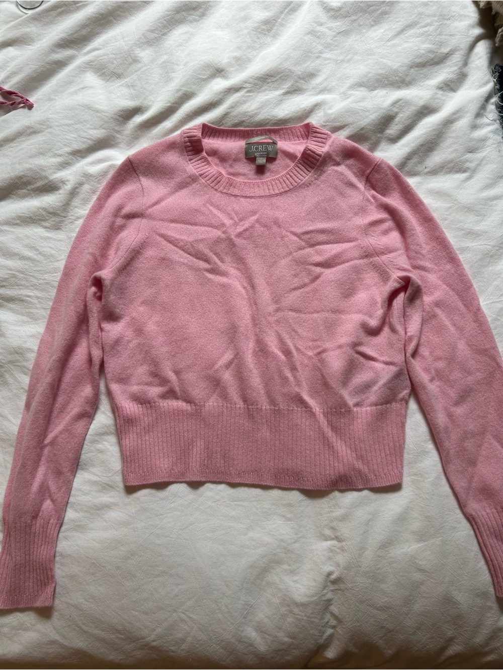 J. Crew Light Pink Crewneck Cashmere Sweater